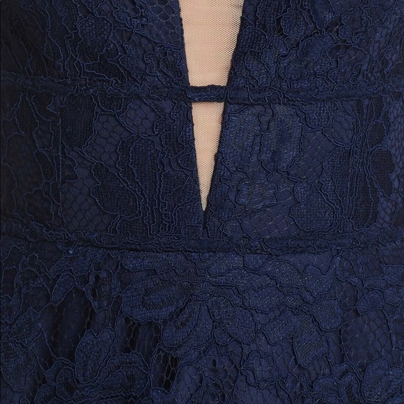 AQUA Womens Navy Sleeveless V Neck Full-Length Fit + Flare Formal Dress Size: 6 - Picture 3 of 3